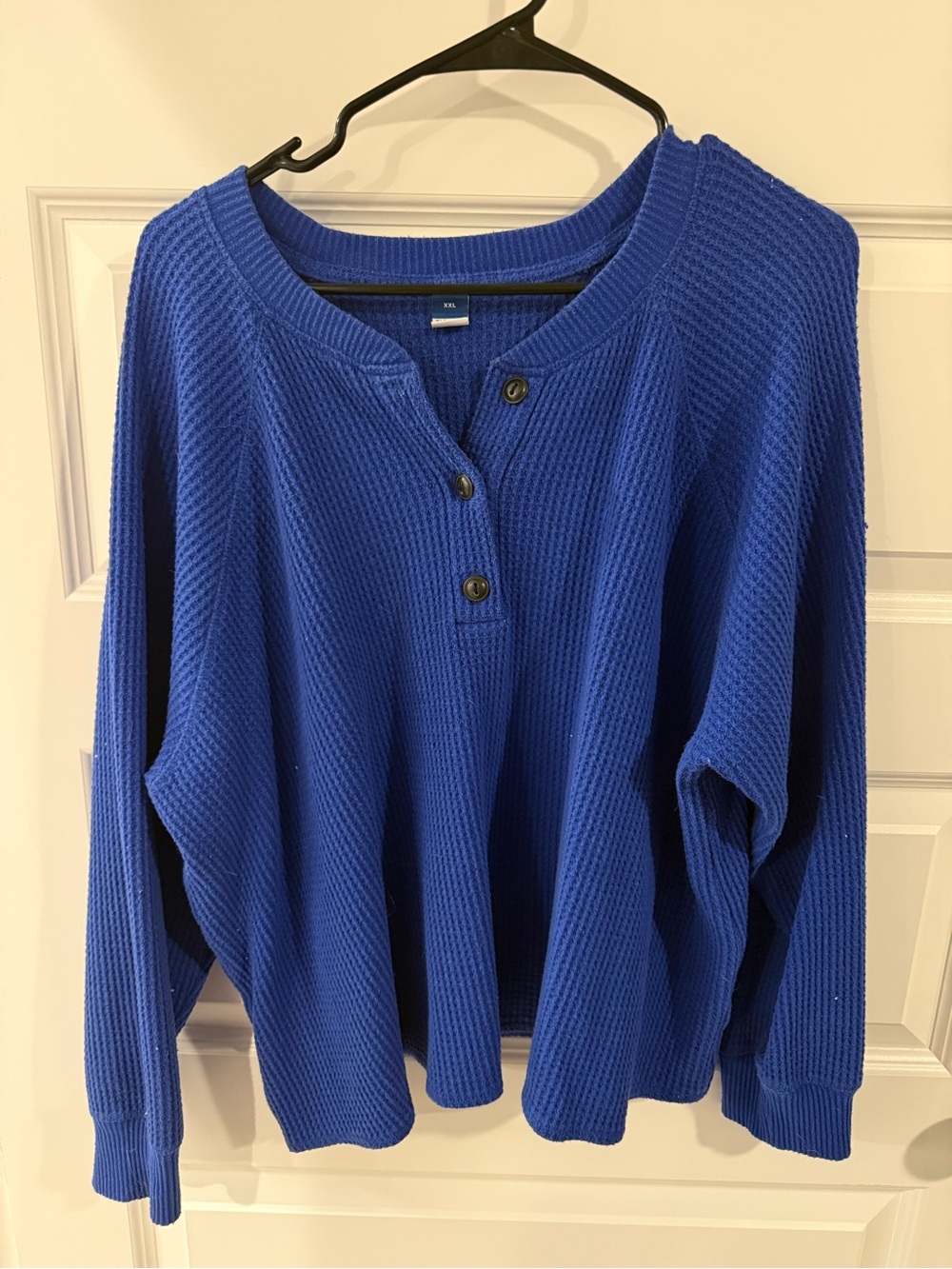 Old Navy Royal Blue Waffle-Knit Henley Sweater